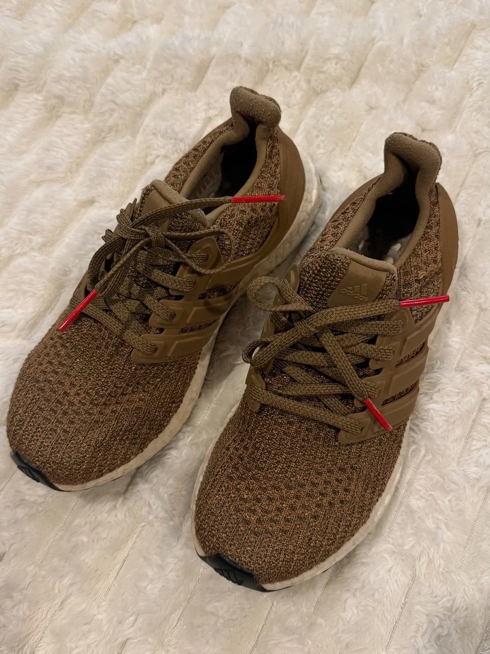 adidas Athletic Sneakers in Brown with Red Accents